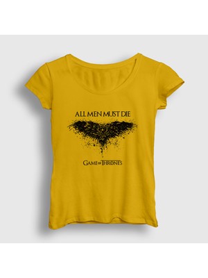 Presmono Kadın Sarı Die Game Of Thrones T-Shirt