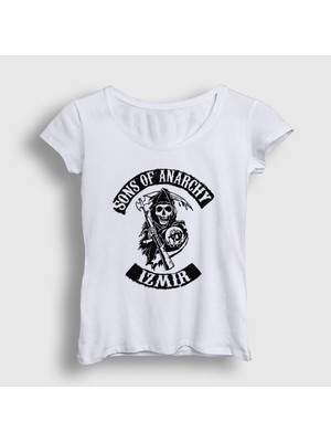 Presmono Kadın Beyaz Izmir Sons Of Anarchy T-Shirt