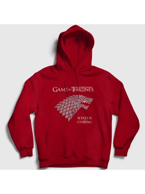 Presmono Unisex Kırmızı Stark Game Of Thrones Kapüşonlu Sweatshirt