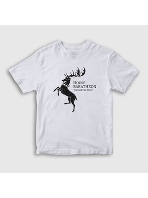 Presmono Unisex Çocuk Beyaz Baratheon Game Of Thrones T-Shirt