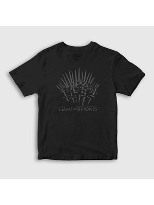 Presmono Unisex Çocuk Siyah Throne Game Of Thrones T-Shirt