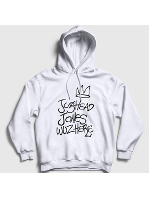 Presmono Unisex Beyaz Jughead Jones Was Here Riverdale Kapüşonlu Sweatshirt