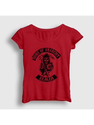 Presmono Kadın Kırmızı Izmir Sons Of Anarchy T-Shirt