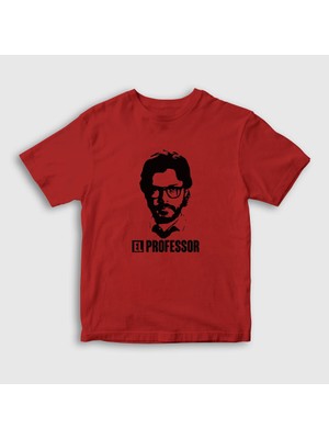 Presmono Unisex Çocuk Kırmızı El Professor La Casa De Papel T-Shirt