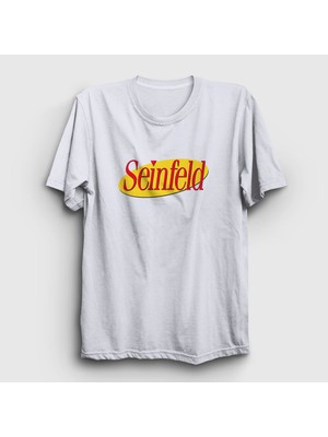Presmono Unisex Beyaz Logo Seinfeld T-Shirt