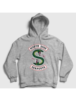 Presmono Unisex Gri South Side Serpents Riverdale Kapüşonlu Sweatshirt