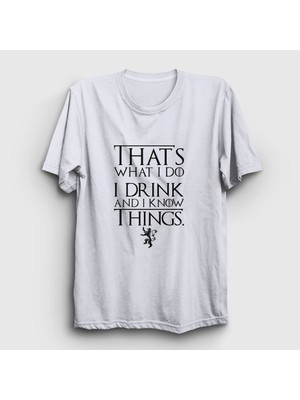 Presmono Unisex Beyaz Drink Game Of Thrones T-Shirt