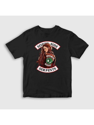 Presmono Unisex Çocuk Siyah Cheryl Blossom Riverdale T-Shirt