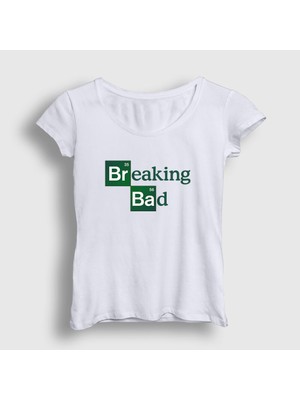 Presmono Kadın Beyaz Logo Breaking Bad T-Shirt