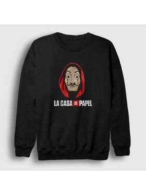 Presmono Unisex Siyah Mask La Casa De Papel Sweatshirt
