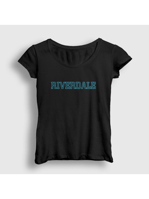 Presmono Kadın Siyah Logo Riverdale T-Shirt