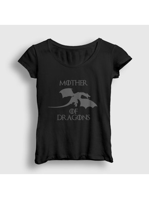 Presmono Kadın Siyah Mother Of Dragons Game Of Thrones T-Shirt