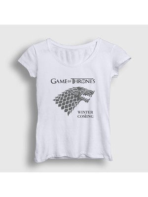Presmono Kadın Beyaz Stark Game Of Thrones T-Shirt