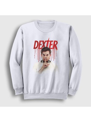 Presmono Unisex Beyaz Shhh Dexter Sweatshirt