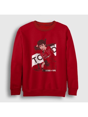 Presmono Unisex Kırmızı Tokyo La Casa De Papel Sweatshirt