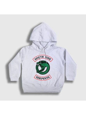 Presmono Unisex Çocuk Beyaz South Side Serpents V2 Riverdale Kapüşonlu Sweatshirt