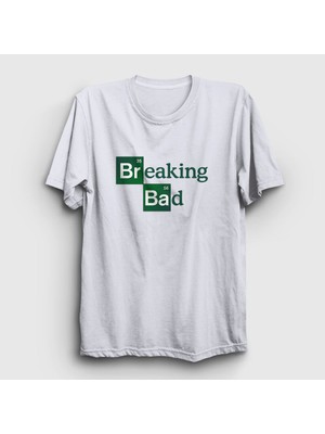 Presmono Unisex Beyaz Logo Breaking Bad T-Shirt