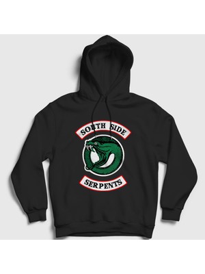 Presmono Unisex Siyah South Side Serpents V2 Riverdale Kapüşonlu Sweatshirt