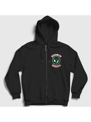 Presmono Unisex Siyah South Side Serpents V2 Riverdale Fermuarlı Kapüşonlu Sweatshirt