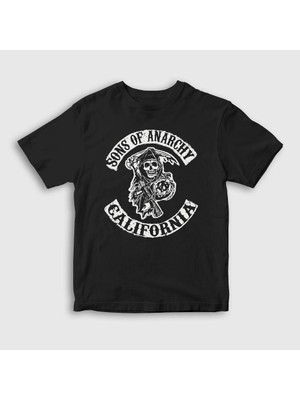 Presmono Unisex Çocuk Siyah California Sons Of Anarchy T-Shirt