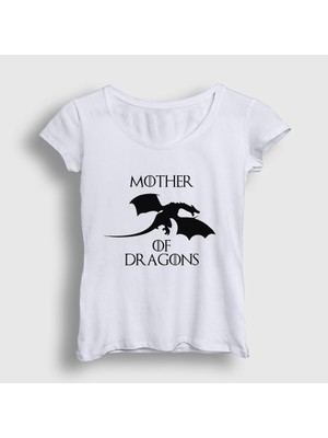 Presmono Kadın Beyaz Mother Of Dragons Game Of Thrones T-Shirt
