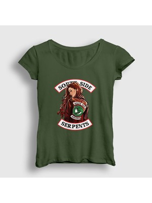 Presmono Kadın Haki Cheryl Blossom Riverdale T-Shirt