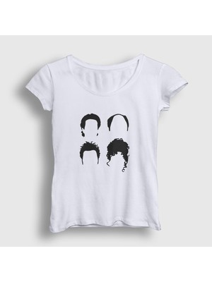 Presmono Kadın Beyaz Heads Seinfeld T-Shirt