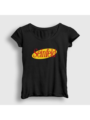Presmono Kadın Siyah Logo Seinfeld T-Shirt