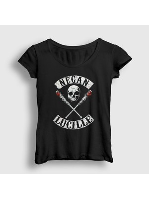 Presmono Kadın Siyah Negan V3 The Walking Dead T-Shirt