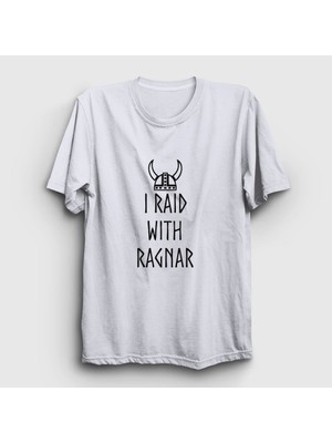 Presmono Unisex Beyaz Raid Vikings T-Shirt