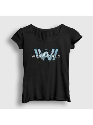 Presmono Kadın Siyah Logo V3 Westworld T-Shirt
