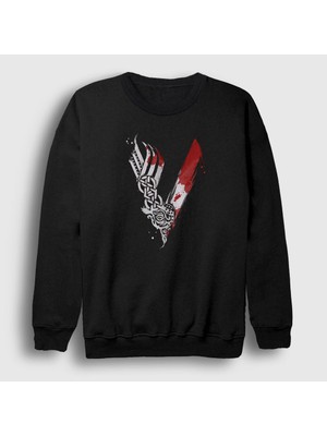 Presmono Unisex Siyah Logo V3 Vikings Sweatshirt