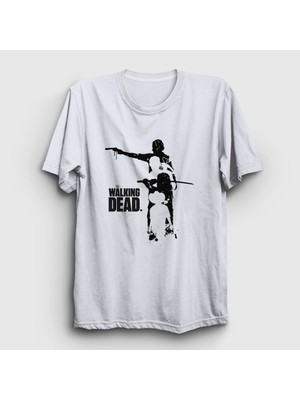 Presmono Unisex Beyaz Silhouettes The Walking Dead T-Shirt