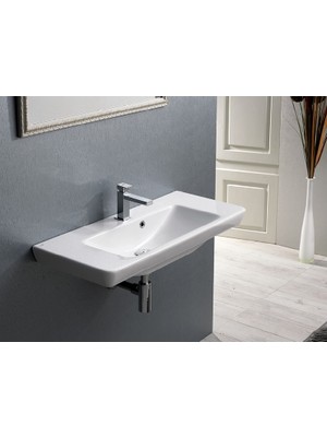 Turkuaz Cerastyle Turkuaz Porto Etajerli Lavabo 55  cm (Derınlık 38  Cm)