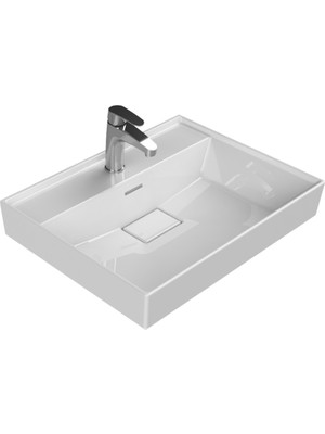 Cerastyle Turkuaz Sharp Etajerli Lavabo 60*48  cm