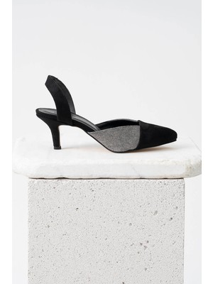 Mio Gusto Kadın Siyah Kısa Topuklu Ayakkabı