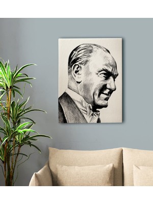 BK Gift Karakalem Atatürk Tasarımlı Kanvas Tablo-1 50X70CM