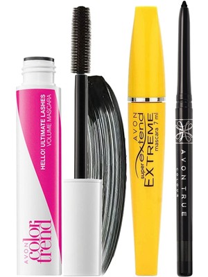 Avon Super Extend Hello! Ultimate Siyah Maskara ve Siyah Göz Kalemi Paketi