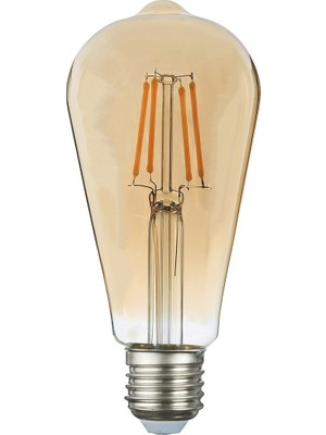 Heka Rustik Flamanlı Armut LED Ampul Gün Işığı ST64 8W 2500K E27