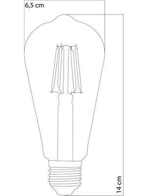 E27 LED FİLAMANLI RUSTIK AMPUL ST64 BAL CAM 6W 2500k Gün Işığı ERD-81