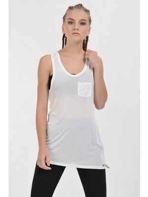 Cotton Candy Cepli Yuvarlak Yaka Ipek Jersey Atlet T-Shirt - Beyaz Beyaz - Xs