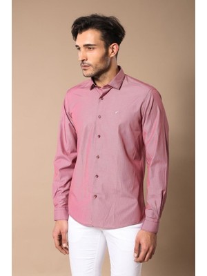 Wessi Erkek Slim Fit Desenli Çizgili Gömlek