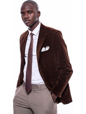 Wessi Erkek Çift Yırtmaç Sivri Yaka Slim Fit Ceket