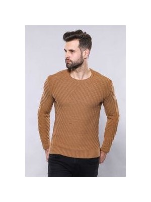 Wessi Erkek Desenli Bisiklet Yaka Slim Fit Triko