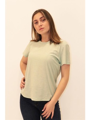 Rich Kadın Organik Bisiklet Yaka T-shirt %100 Pamuk Tişört