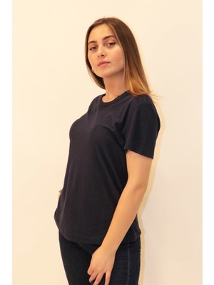 Rich Kadın Organik Bisiklet Yaka T-shirt %100 Pamuk Tişört