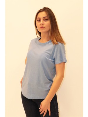 Rich Kadın Organik Bisiklet Yaka T-shirt %100 Pamuk Tişört