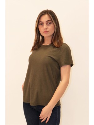 Rich Kadın Organik Bisiklet Yaka T-shirt %100 Pamuk Tişört