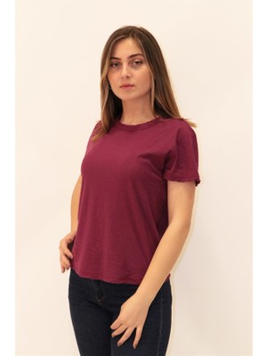 Rich Kadın Organik Bisiklet Yaka T-shirt %100 Pamuk Tişört