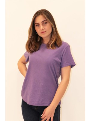 Rich Kadın Organik Bisiklet Yaka T-shirt %100 Pamuk Tişört